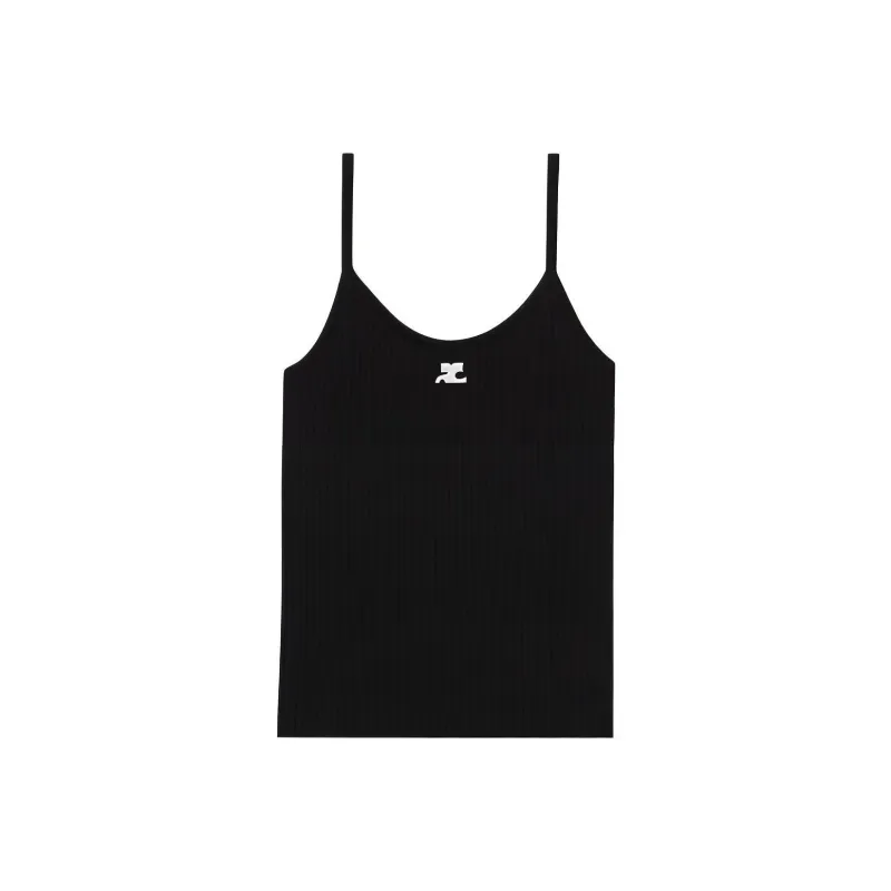 COURREGES Rib Knit Tank Top 'Black'-0
