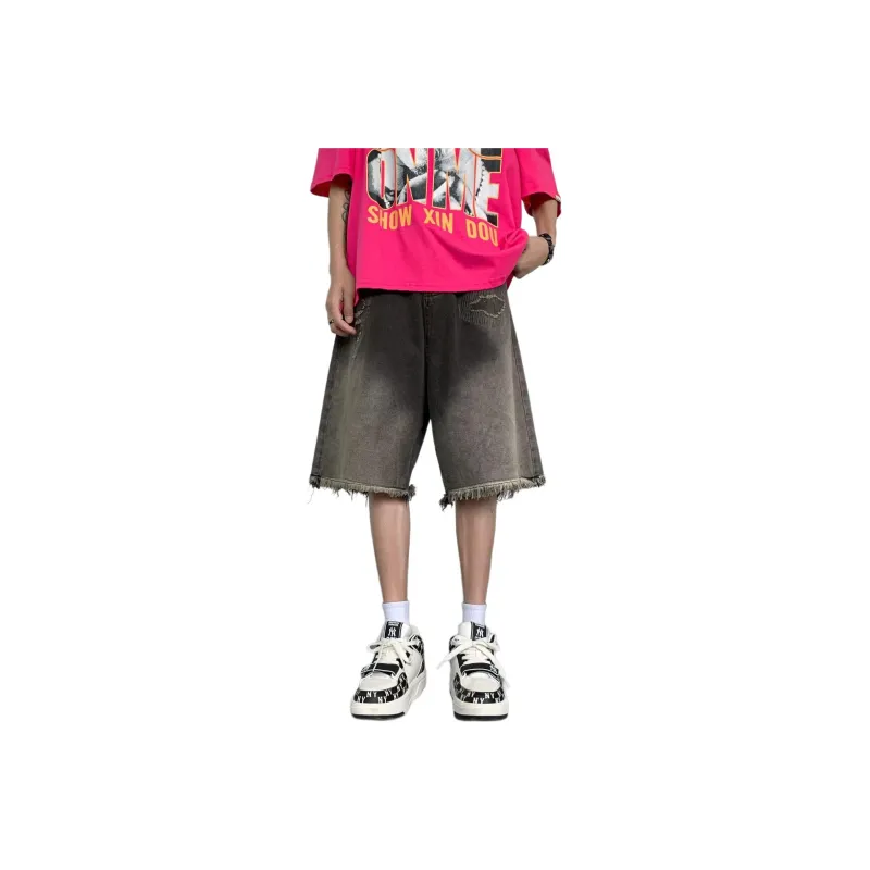 NEAR HERE Denim Shorts Unisex Black-0
