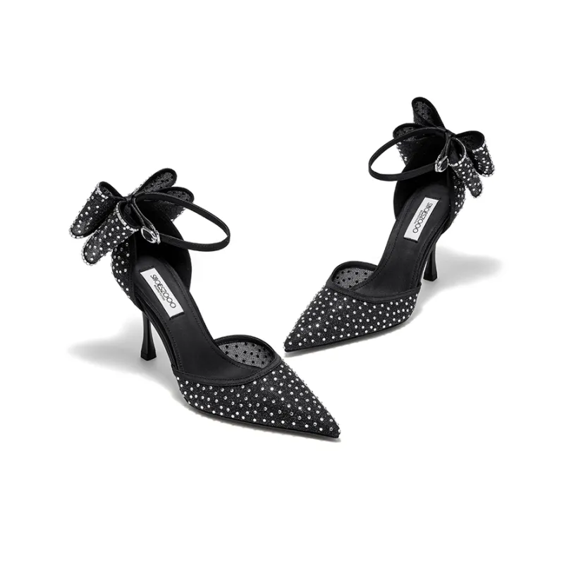 SHOESZOOO Summer Fashion Apparel Sandal Slim Heel High Heels 9cm Women's Hepburn Black-2
