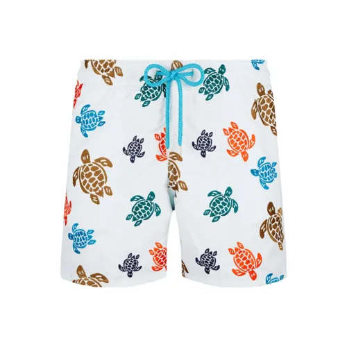 Vilebrequin Men Embroidered Swimwear Ronde Des Tortues Swimming Shorts Men's White