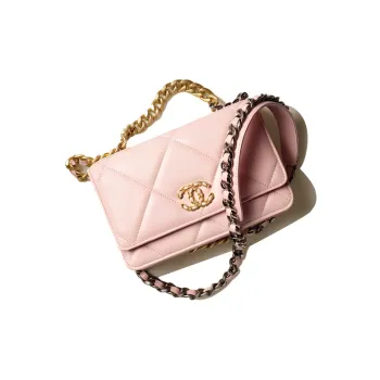 CHANEL 19BagWOC Sheepskin Shoulder Bag, Crossbody Bag Women's Light Pink