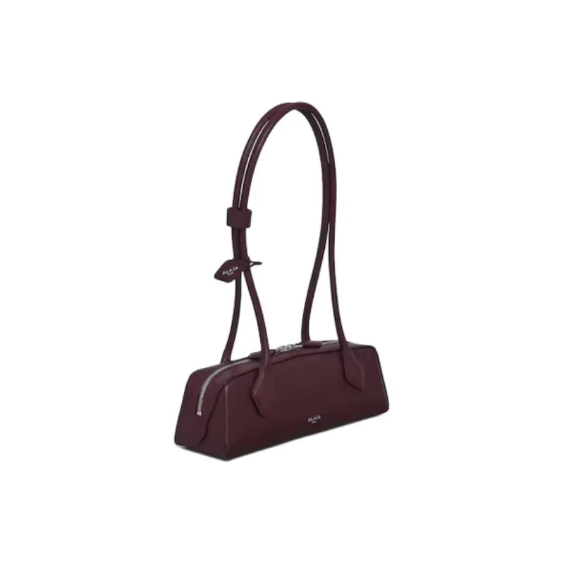 Alaia Goatskin Sausage Dog Handbag, Shoulder Bag Trumpets Women's Dark Red-1