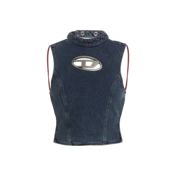 DIESEL Thea Fringes D Logo Denim Top 'Blue'