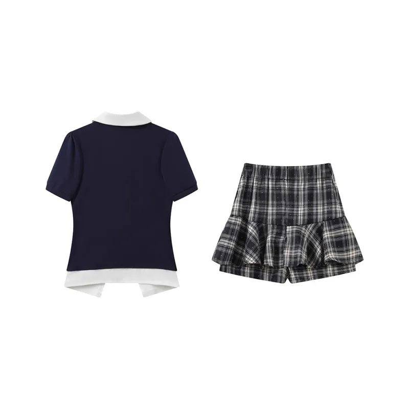 GULIANFEI Skirt Set Women's Navy Blue-1