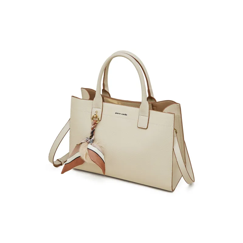 PIERRE CARDIN Split Cow Leather Handbag, Shoulder Bag, Crossbody Bag Regular Women's Blue/Beige/Milk Tea-10