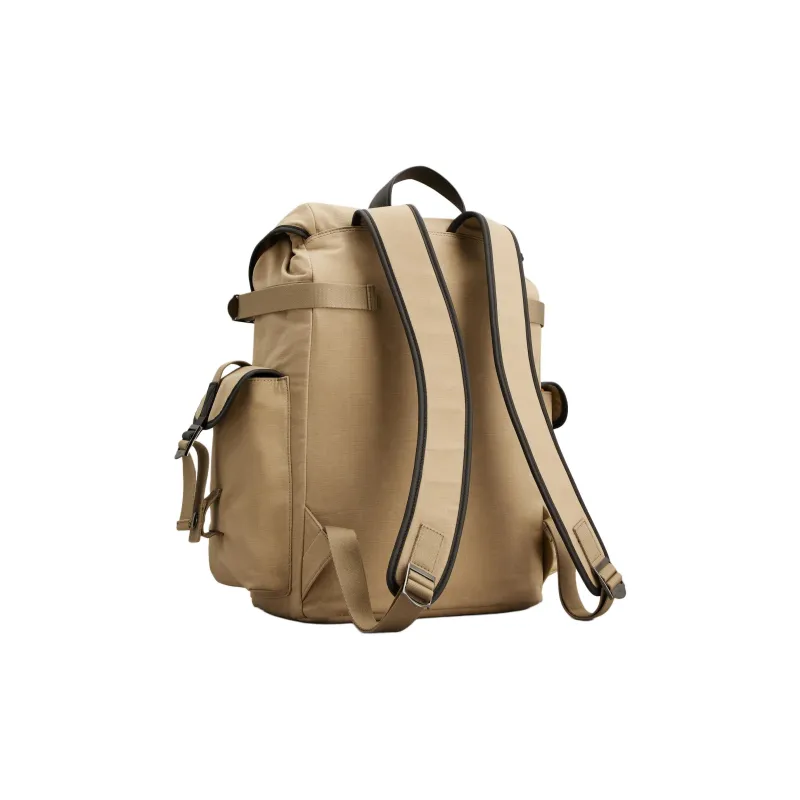 TOD'S Canvas With Leather Backpack Medium Size Men's Beige Yellow-2