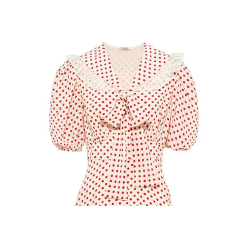 MIU MIU Short Sleeved Dress Women's Red-4
