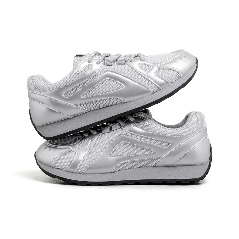 DEERWAY Height Increasing Abrasion Resistant Lightweight Low Top Casual Shoes Women's Silver Gray-2