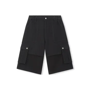 BONELESS Denim Shorts Unisex Washed Black