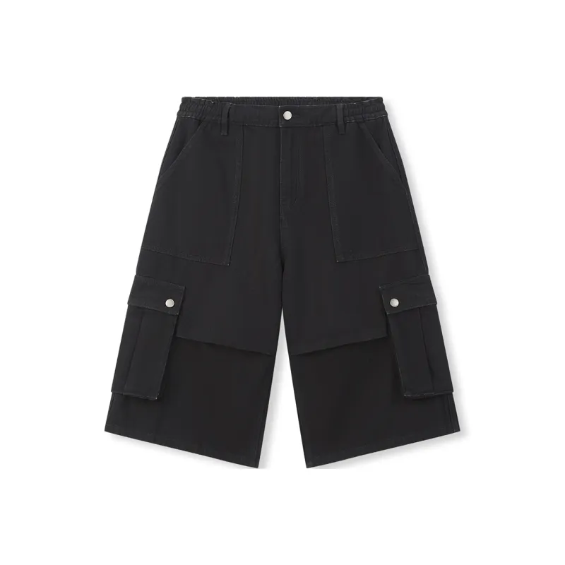 BONELESS Denim Shorts Unisex Washed Black-0