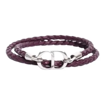 DIOR Sheepskin, Brass Bracelets Men's Red