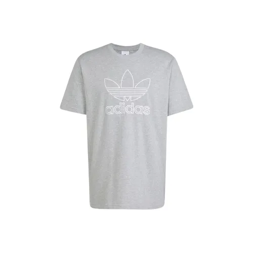 Adidas Originals ADICOLOR OUTLINE TREFOIL T Shirt Men's Medium Gray Heather Flower