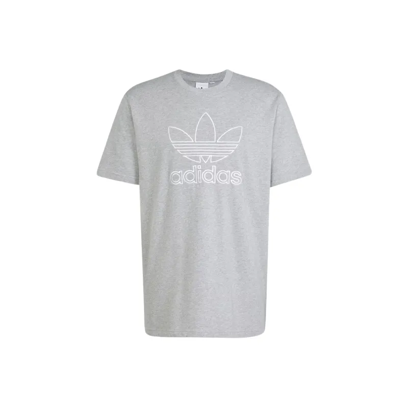 Adidas Originals ADICOLOR OUTLINE TREFOIL T Shirt Men's Medium Gray Heather Flower-0