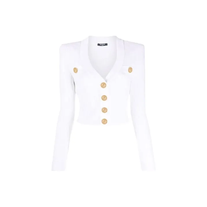 BALMAIN Slim Fit Knitwear Women's White-0