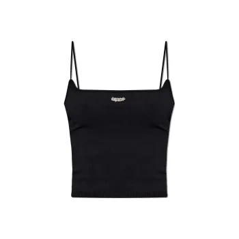 DSQUARED 2 Logo Plaque Square Neck Knitted Top