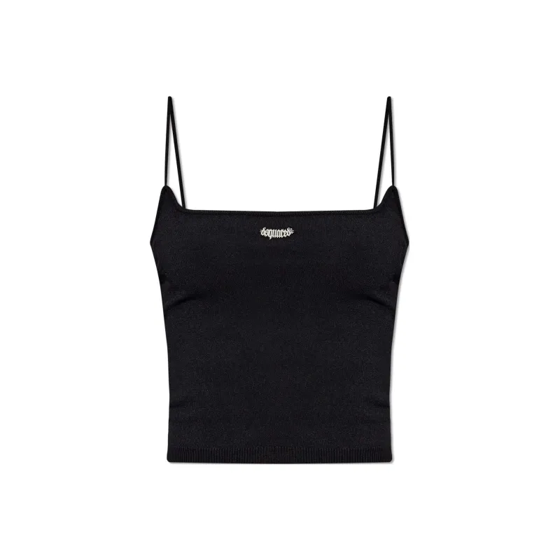 DSQUARED 2 Logo Plaque Square Neck Knitted Top-0