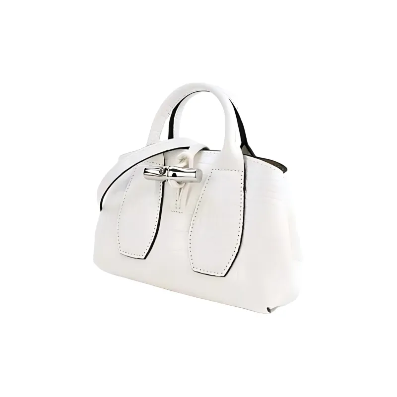 LONGCHAMP Roseau Leather Crossbody Handbags Extra Small Women's White-1