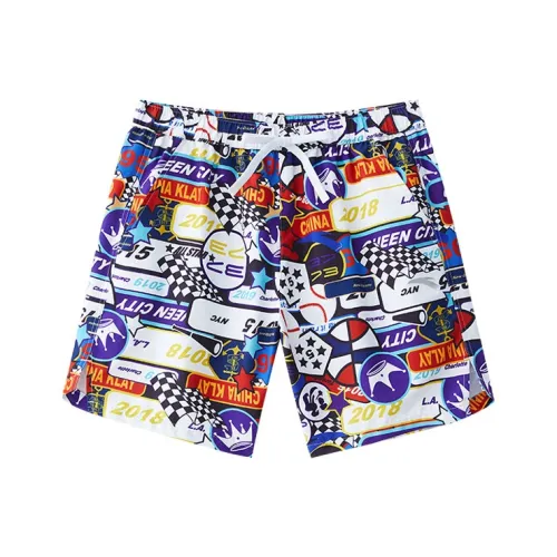 Anta Beach Shorts Men's Pure White/Basic Black/Star Purple/Racing Red