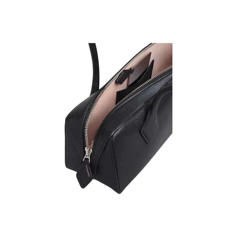 Alaia Goatskin Sausage Dog Leather Handbag, Shoulder Bag Medium Size Women's Black-3