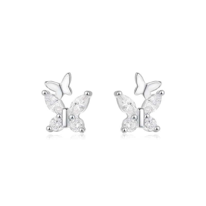 7℃ Sterling Silver Stud Earrings Unisex-0
