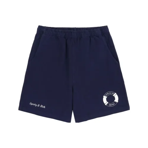 SPORTY & RICH Hotel Du Cap-Eden-Roc SS23 Co-branded Series Casual Shorts Unisex Dark Blue