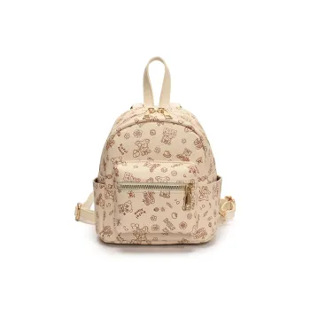 RIVMIND PU Backpack Women's White/Pink/Brown