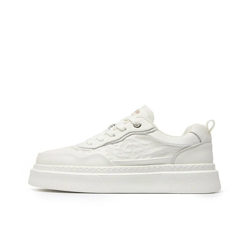 Haobin Breathable Lightweight Cushioning Low Top Skateboard Shoes Men's White-0