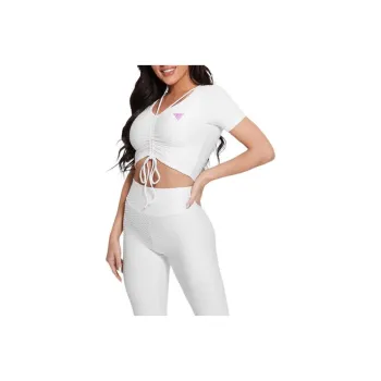 GUESS Co Delma Active Crop Top Tank Tops Women's White