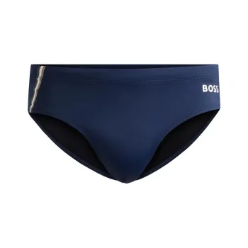 HUGO BOSS Jersey Swim Briefs With Signature Stripe And Swimming Shorts Men's Dark Blue