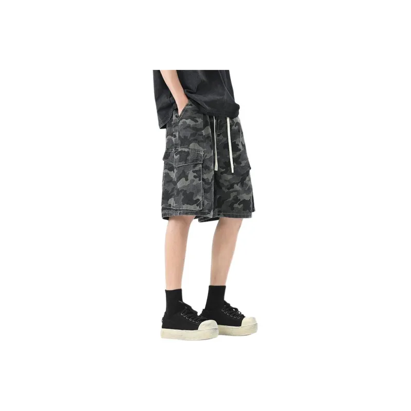 RENBEN Denim Shorts Unisex Camouflage Gray-0