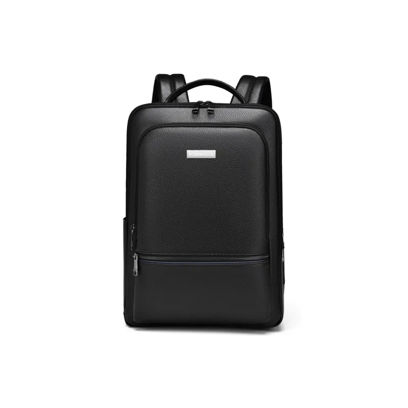 ROBINHOOD Cow Leather Backpack Men's Black-0