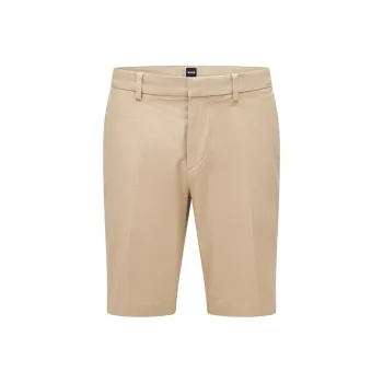 HUGO BOSS Slim-Fit Shorts In Structured Stretch Cotton Casual Shorts Men's Light Beige