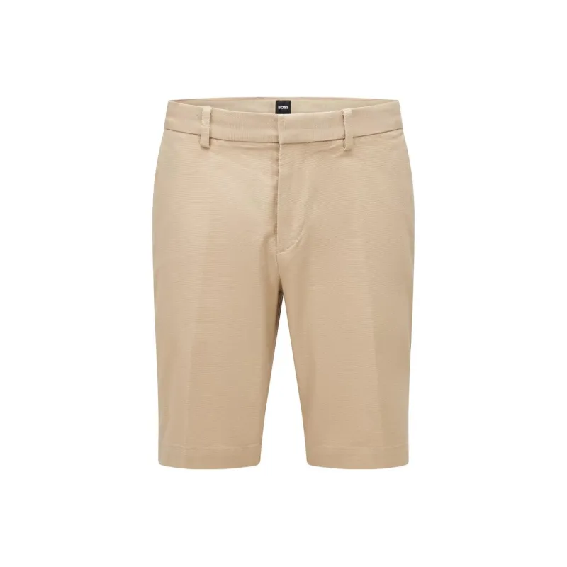 HUGO BOSS Slim-Fit Shorts In Structured Stretch Cotton Casual Shorts Men's Light Beige-0