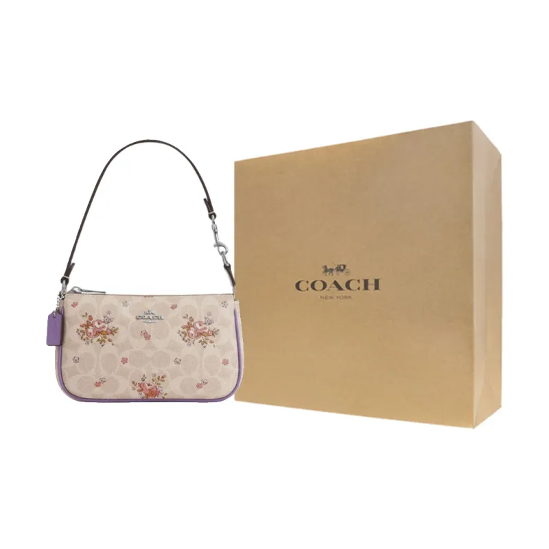 COACH Nolita Artificial Leather One Shoulder Handbag Trumpets Women's Sand Yellow With Mixed Colors-6