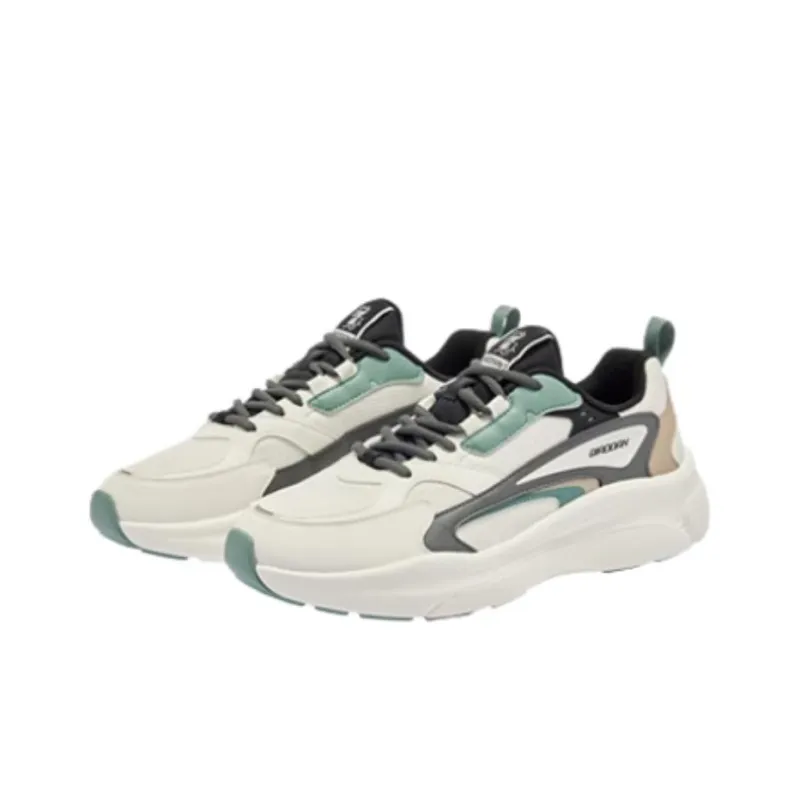 QIAODAN Get Rich Every Day Lightweight Height Increasing Coverage Low Top Casual Shoes Men's White Green-1