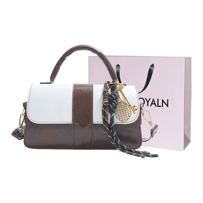 LOUIS ROYALN PU One Shoulder Handbag Unisex White & Black/White & Coffee/Black & Red-3