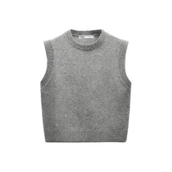 ZARA Tank Tops Women's Zebra Print Gray