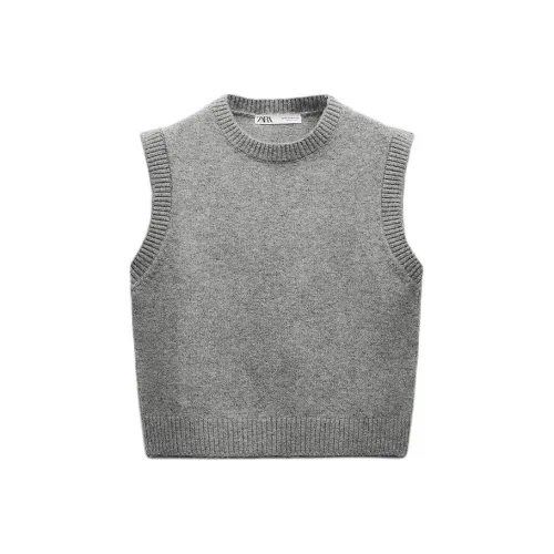 ZARA Tank Tops Women's Zebra Print Gray