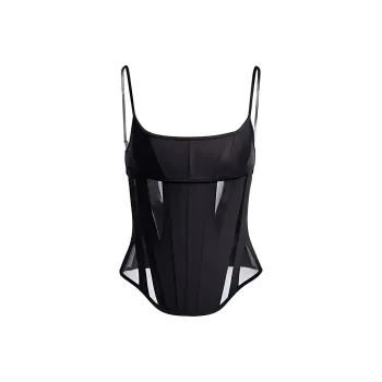 H&M Mesh Paneled Corset Top Black