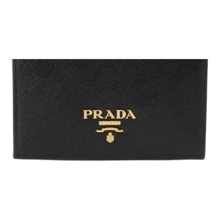 PRADA Leather Card Holder Card Holder Regular Men's Black-4