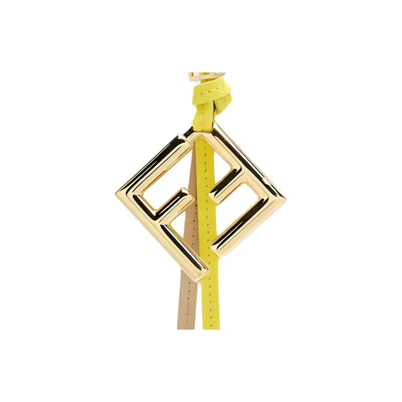 FENDI FF Diamonds Series Leather Key Ring Bag Accessories Women's Yellow-1