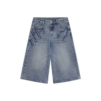 WOLF CODE Denim Shorts Unisex Blue