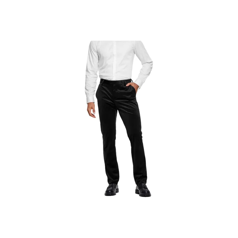 GUESS Fulham Velvet Slim Trousers Casual Pants Men's Black-0