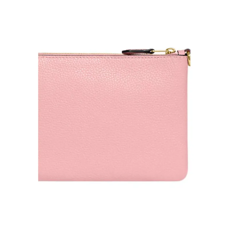 COACH Wristlet Cow Leather Clutch Wrist Bag Small Size Women's Pink-4