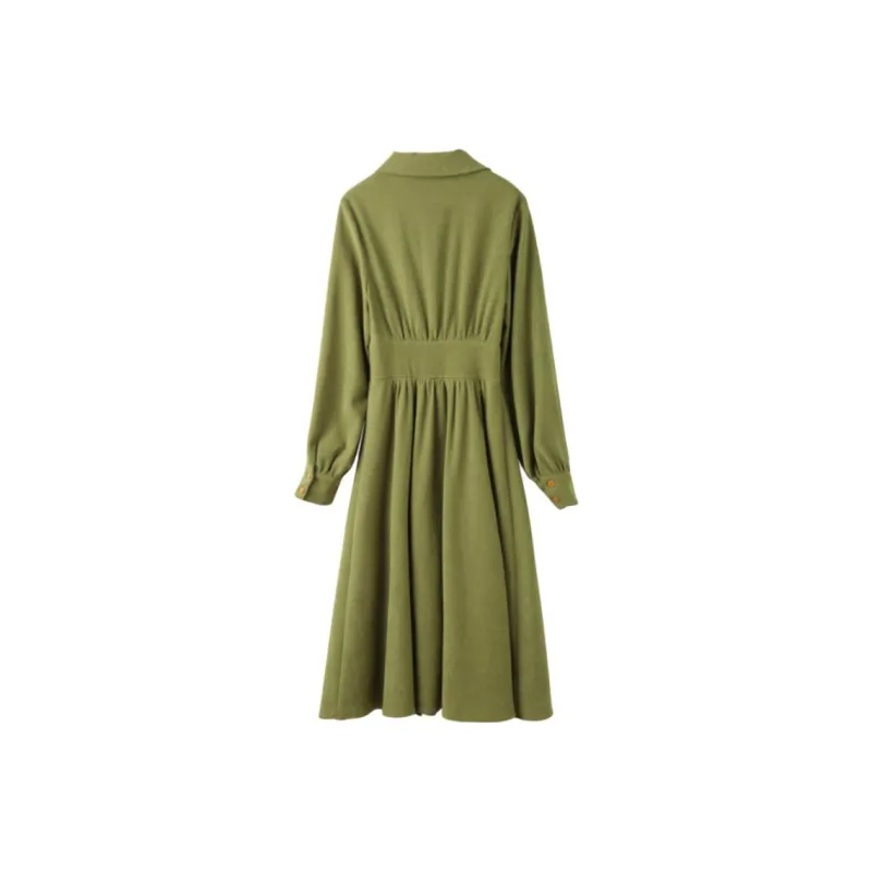 ANNECHEN Long Sleeved Dress Women's Grasshopper Green-1