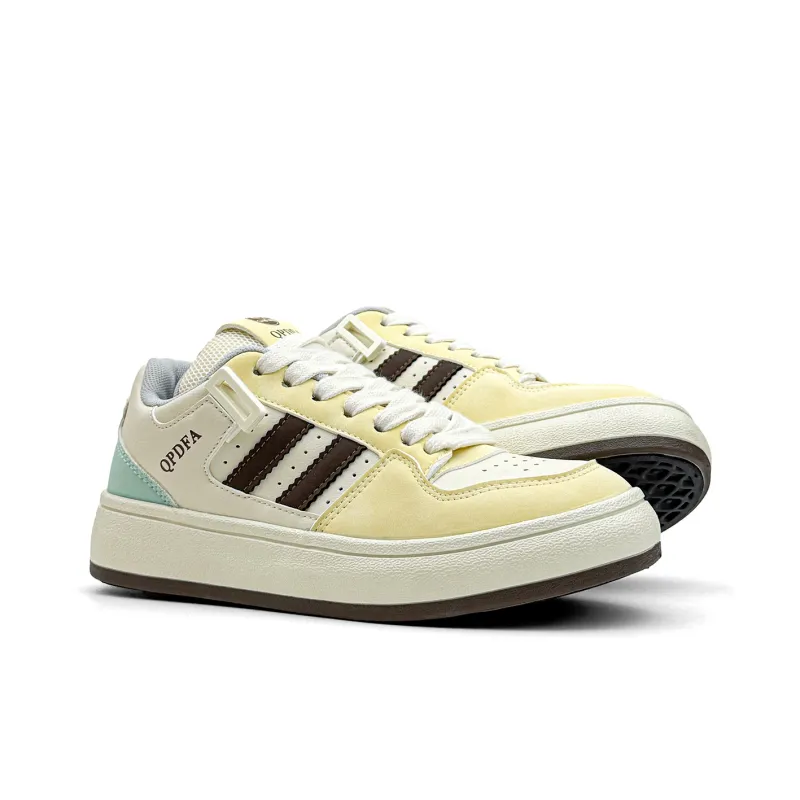 Mengsai Coverage Abrasion Resistant Low Top Skateboard Shoes Women's Yellow Brown-3