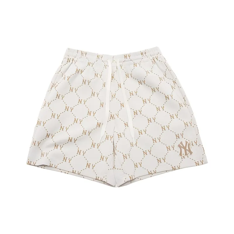 MLB Diamond Monogram Casual Shorts Unisex Cream-0