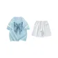 Set (Misty Blue Short-Sleeved Shirt+Heather Gray Shorts)