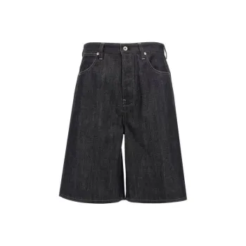 JIL SANDER Logo Patch Raw Denim Shorts
