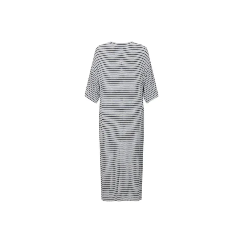 URBAN REVIVO Short Sleeved Dress Women's Medium Gray Blue Stripes-1